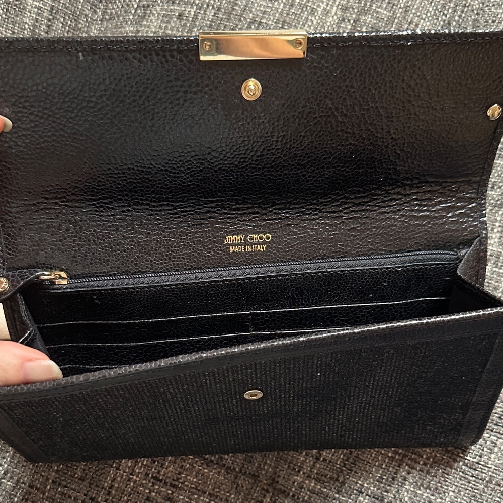Jimmy Choo Black Evening Clutch with Gold Detail - Picture 2 of 5